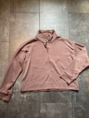 Mauve Half-Zip Pullover Sweatshirt